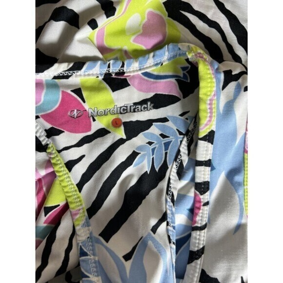 Womens Nordic Track Blue Floral/Black Multi  Tank/Shirt/Top Size‎ Large - Picture 5 of 5